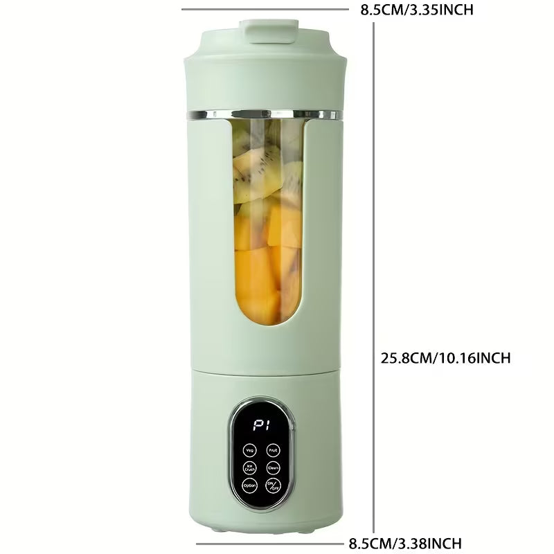 Licuadora Exprimidora Portátil 530ml – 12 Cuchillas, 21000 RPM, Autolimpieza, Tritura Hielo, Recargable USB