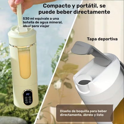Licuadora Exprimidora Portátil 530ml – 12 Cuchillas, 21000 RPM, Autolimpieza, Tritura Hielo, Recargable USB